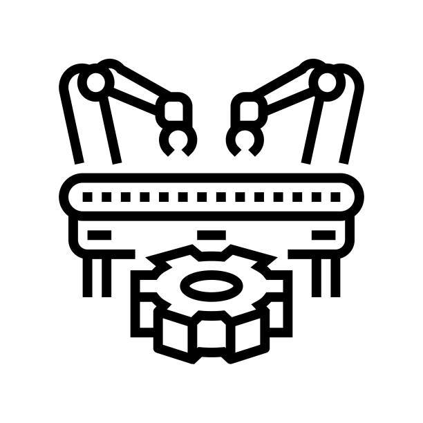 定制制造工程师线图标矢量插图图片下载