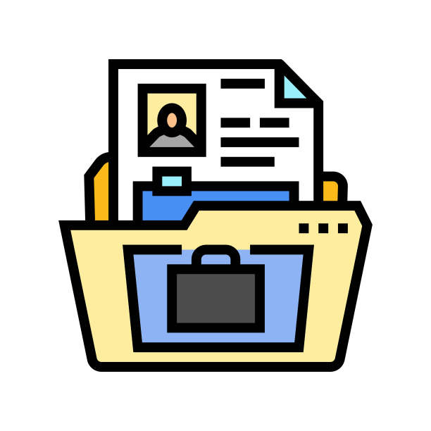 面试求职档案彩色图标矢量图图片下载