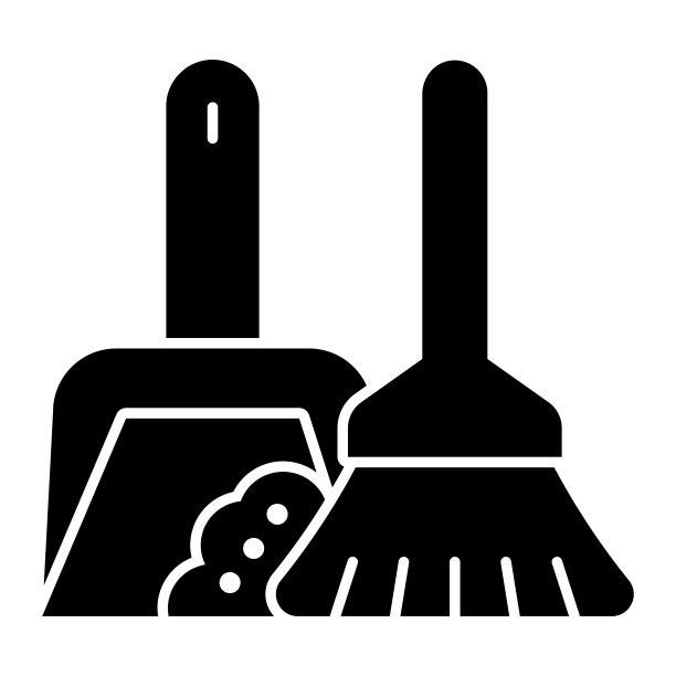 扫帚和簸箕的固体图标。清洁工具矢量插图隔离在白色。家庭字形风格设计和应用程序。Eps 10。图片下载