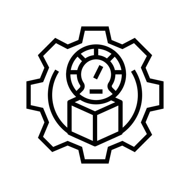 产品测试机械工程师线性图标矢量图图片下载