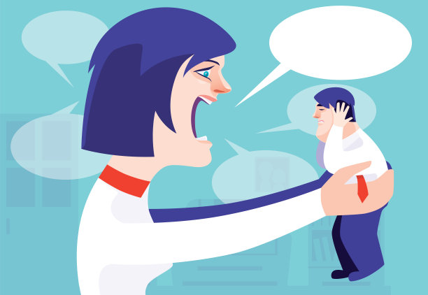 愤怒的女人抓住并指责小商人图片下载