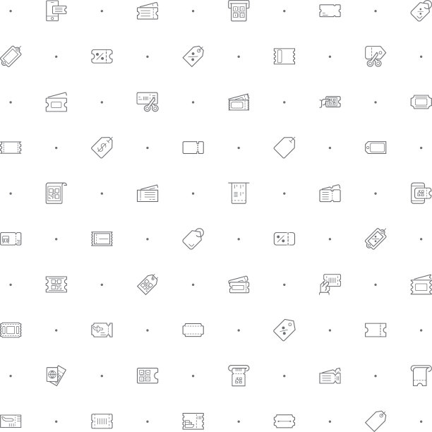 无缝模式与门票图标在白色背景。图片下载