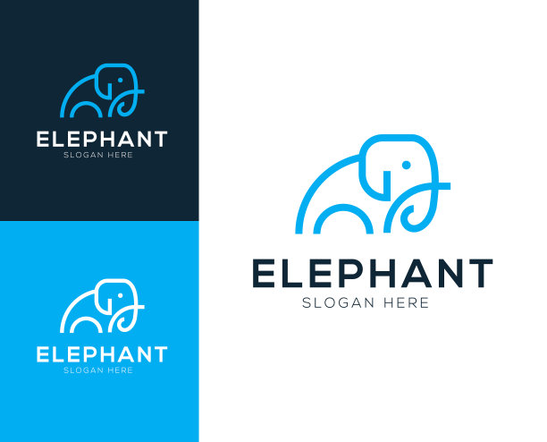 抽象大象标志设计矢量插画灵感图片下载