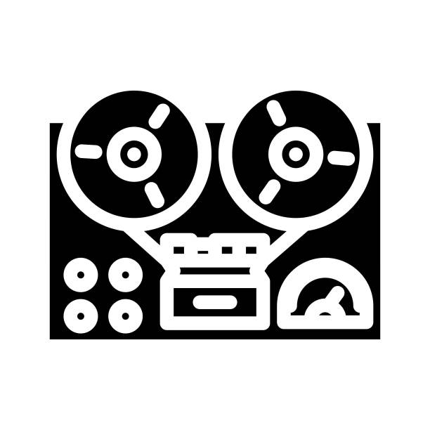 转盘磁带复古音乐Glyph图标矢量图图片下载