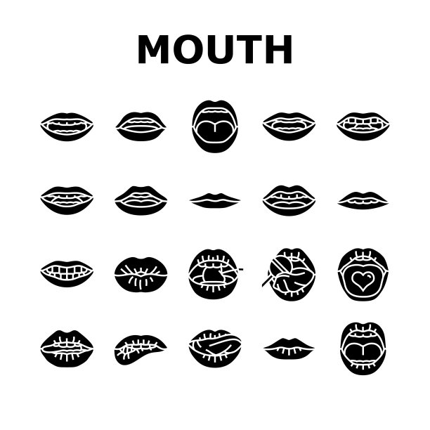 嘴巴人物动画图标集矢量图片下载