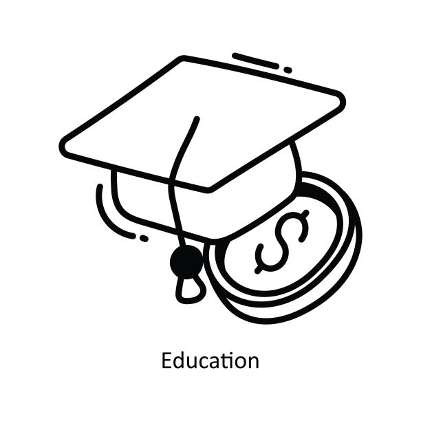 教育涂鸦图标设计插图。学校和研究符号在白色背景EPS 10文件图片下载