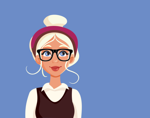 快乐的金发上班族戴着眼镜矢量卡通图片下载