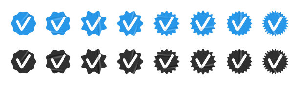 验证徽章检查图标集矢量插图图片下载