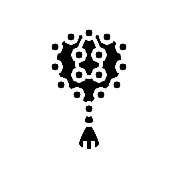 鲁德拉克萨珠子字形图标矢量插图图片下载