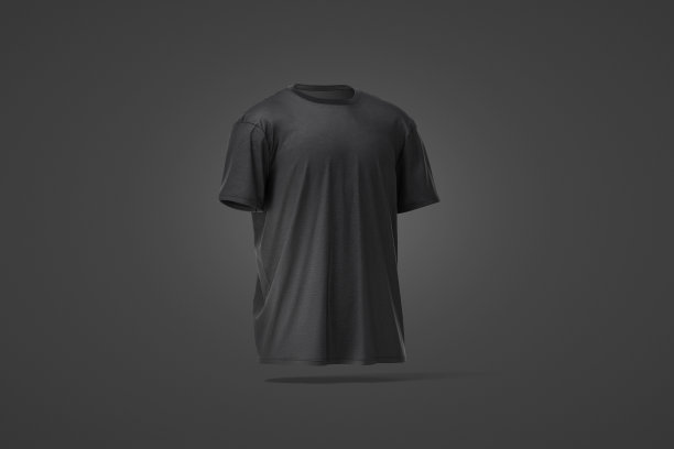 空白的黑色超大t恤模型，深色背景图片下载