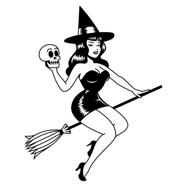 矢量卡通可爱别针女巫孤立图片下载
