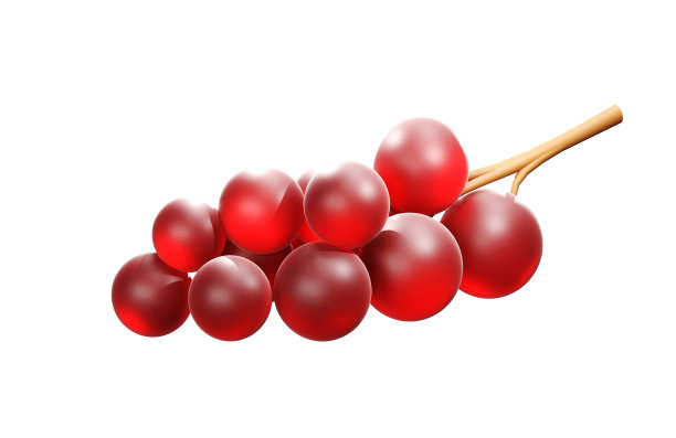 3D渲染的葡萄串，甜浆果隔离在白色图片下载