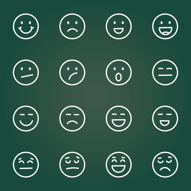 手绘风格的表情符号。涂鸦表情符号矢量插图孤立的背景。喜忧参半的招牌经营理念。图片下载