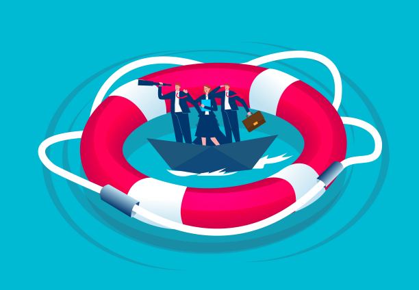 安全航行，及时救援，安全与保护，风险预测与管理，尽量减少损失，商人在救生圈内划船图片下载