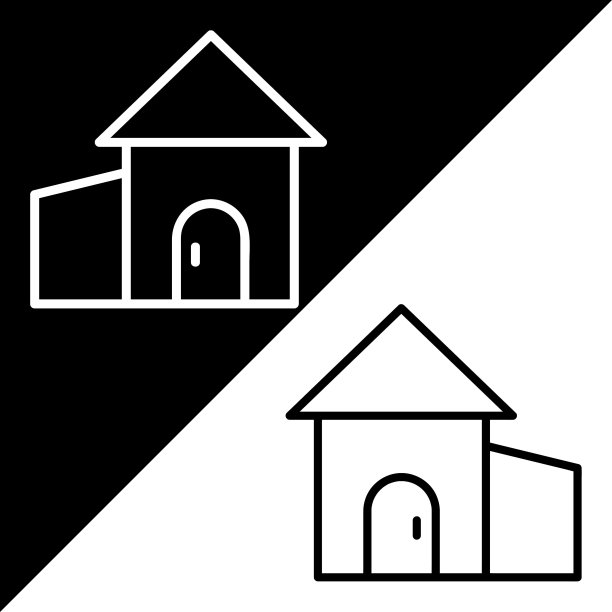 房子矢量图标，线性风格的图标，从农业图标集合，在黑白背景上隔离。图片下载