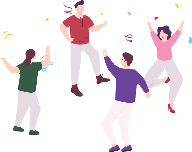 Party People Dancing概念，Happy People庆生日彩纸屑矢量图标设计，生活满意度符号，积极愉悦的情感场景符号主观幸福感插画图片下载