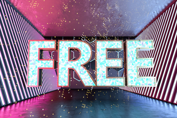 由灯泡和红色和蓝色荧光灯制成的免费标志图片下载