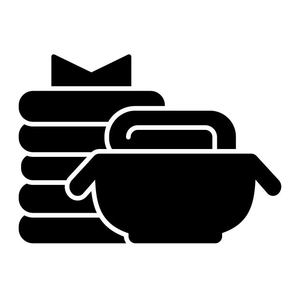 洗过的衣服坚实的图标。家庭病媒插图孤立在白色。毛巾字形样式设计和应用程序。Eps 10。图片下载