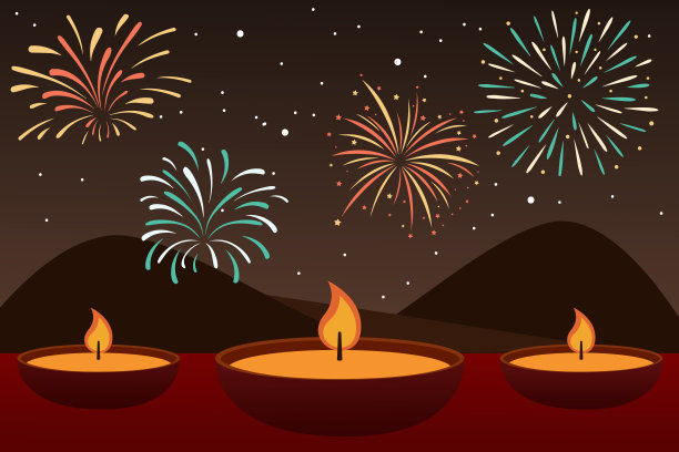 排灯节的蜡烛和烟花图片下载