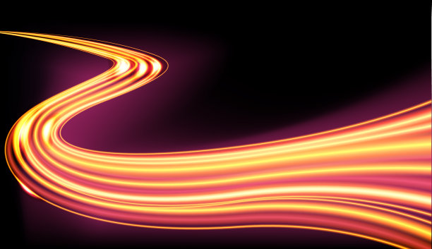 黄金光迹矢量插图的长时间曝光运动模糊效果图片下载