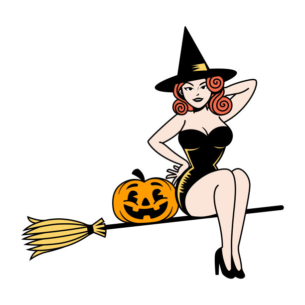 矢量卡通可爱别针女巫孤立图片下载