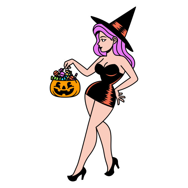 矢量卡通可爱别针女巫孤立图片下载