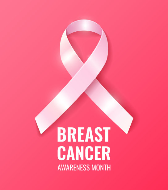 乳腺癌宣传月。带丝带的横幅。图片下载