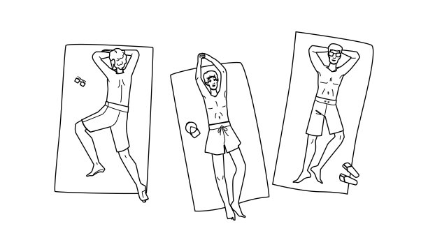 查看男子日光浴海滩顶部矢量图片下载