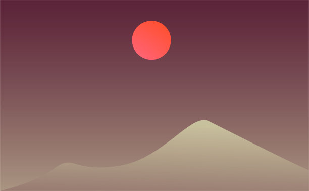 美丽的自然夜景沙漠傍晚与日落数字艺术绘画插画图片下载