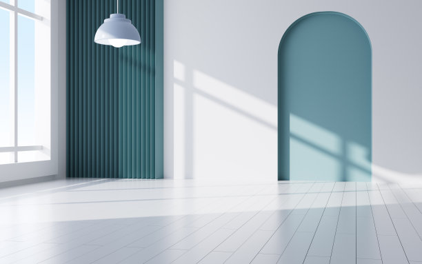 室内几何建筑和电子商务背景，3d渲染。图片下载