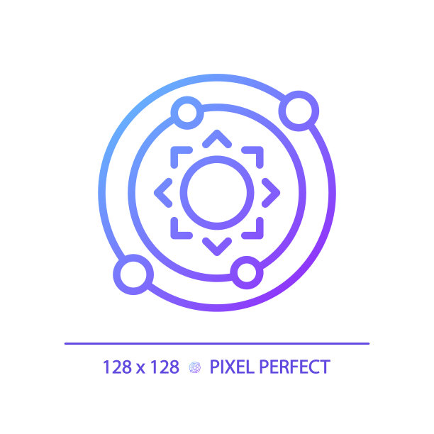 太阳系像素完美梯度线性矢量图标图片下载