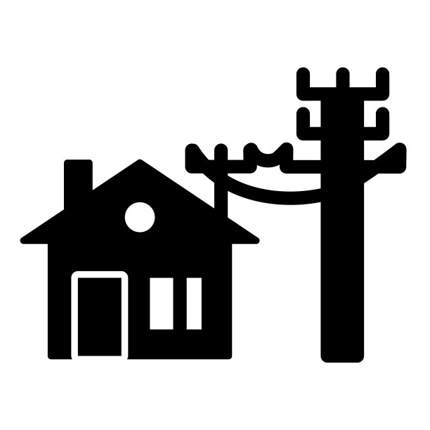 房屋电气化坚实的标志。电力和家庭矢量插图隔离在白色。电线和房屋字形风格设计和应用程序。Eps 10。图片下载