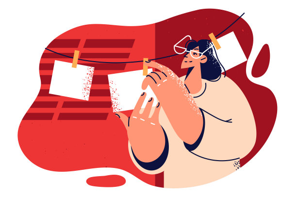 女摄影师站在复古照片实验室里，把照片底片挂在绳子上图片下载