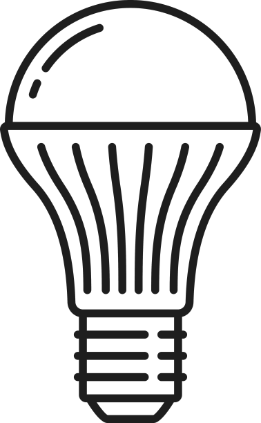 灯泡和LED灯线条图标或象形图图片下载