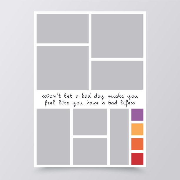 Moodboard。照片拼贴模板。照片网格。矢量插图。图片下载