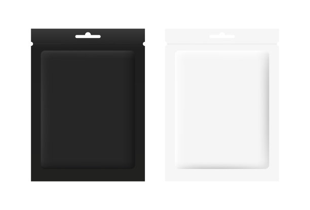 现实，3d，银和黑色箔袋。化妆品包装设计。面膜，洗发水，食物的模拟包装。矢量图图片下载