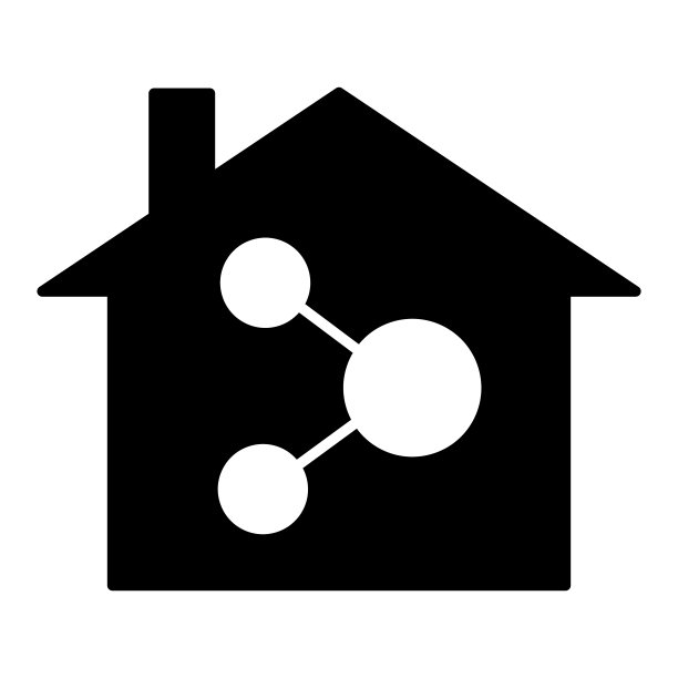 家庭网络图标：互联网和房屋矢量插图，白色背景，建筑物字形风格设计，EPS 10图片下载