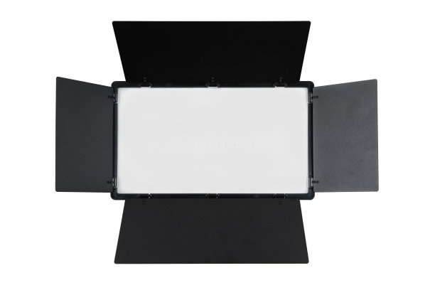 照片和视频灯隔离在白色背景上。LED灯用特殊的百叶窗形成光通量。照片和视频照明灯具。图片下载