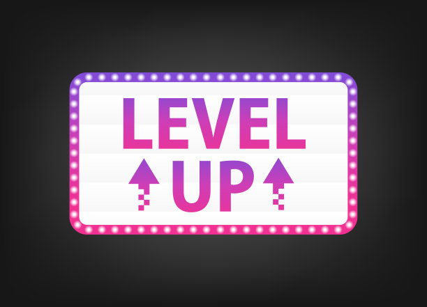 紫色梯度等级上升的标志。字体标志设计。创意负空间标志。平面和最小的标志设计。游戏动态logo设计。带有向上箭头图标的灯箱。矢量图图片下载