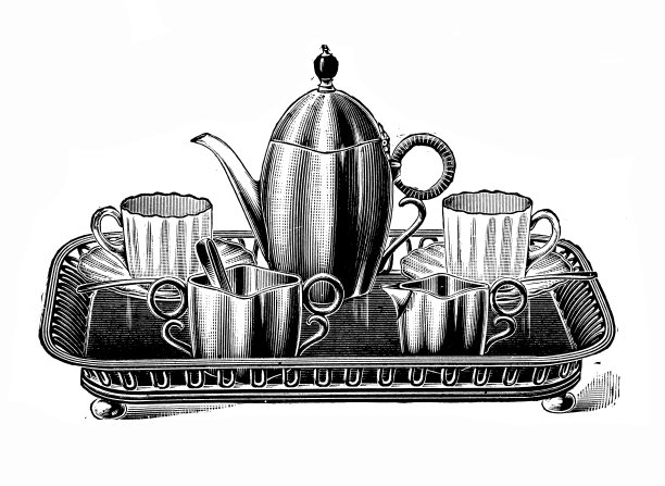 来自英国杂志的古董图片:咖啡套装图片下载