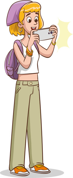 一个十几岁的女孩用智能手机自拍图片下载