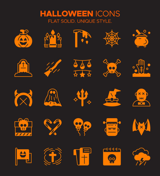 万圣节图标集-怪异的图标，巫术，鬼屋，不给糖就捣蛋，怪异的季节，万圣节快乐图片下载