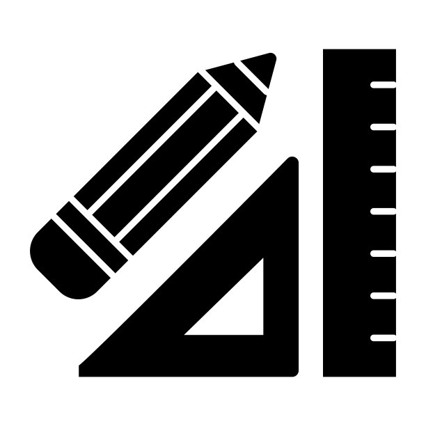 尺子和铅笔实心图标。绘图数学工具，经典的学校数学工具。几何主题矢量概念，白色背景上的象形文字。图片下载