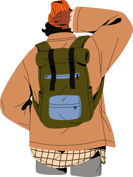 冬季携带男女通用背包旅行的人图片下载