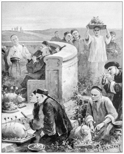 来自英国杂志的古董图片:中国人的祭祀仪式图片下载