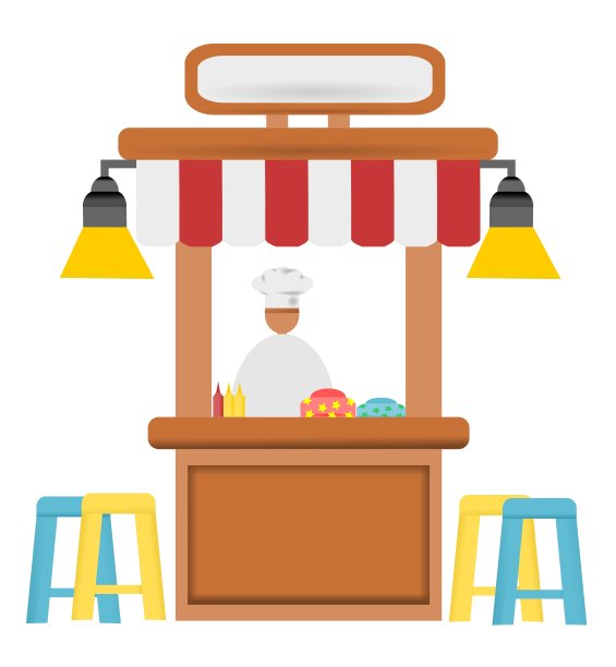 路边卖食物和饮料的木车图片下载