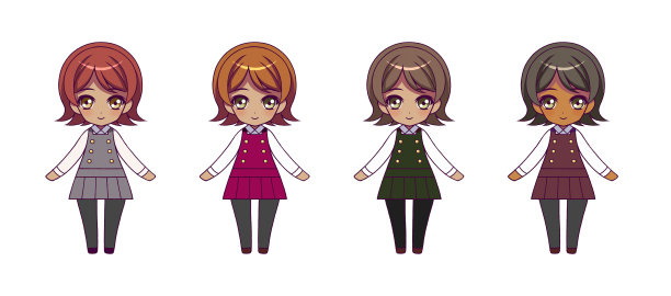 动漫风格的女孩人物插画集图片下载