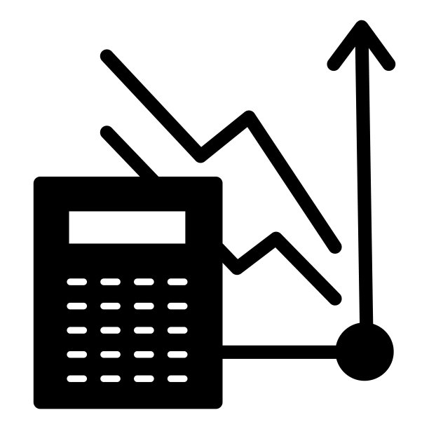 图表和计算器实心图标：会计、商业计算与图表，教育矢量概念图片下载