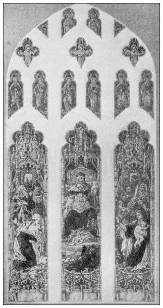 来自英国杂志的古董图片:克拉夫顿教堂弗兰克·洛克伍德爵士的纪念窗口图片下载