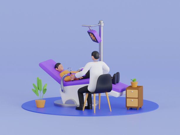 穿制服的医生用医疗设备治疗人类牙齿。牙医医生检查病人的三维插图图片下载